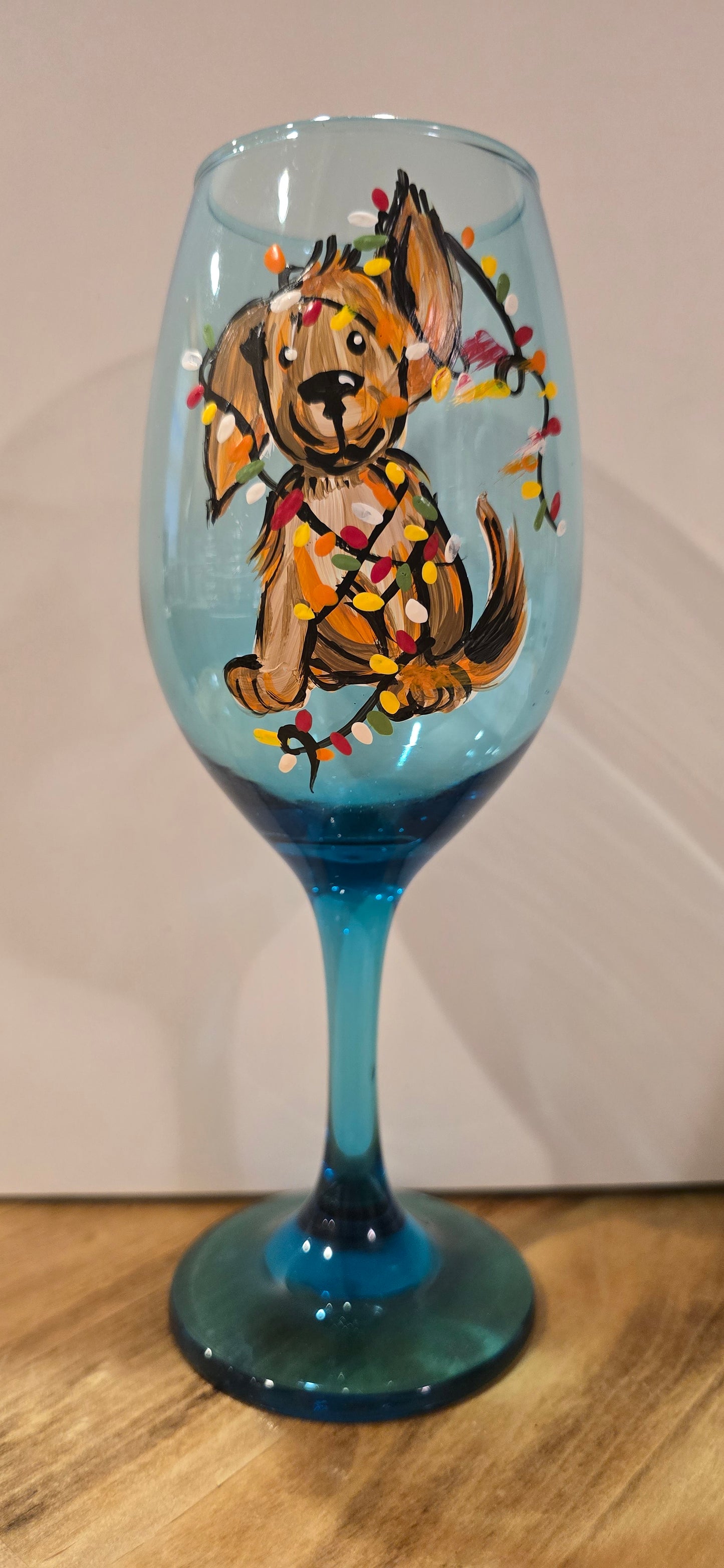 Wine Glass Christmas Puppy