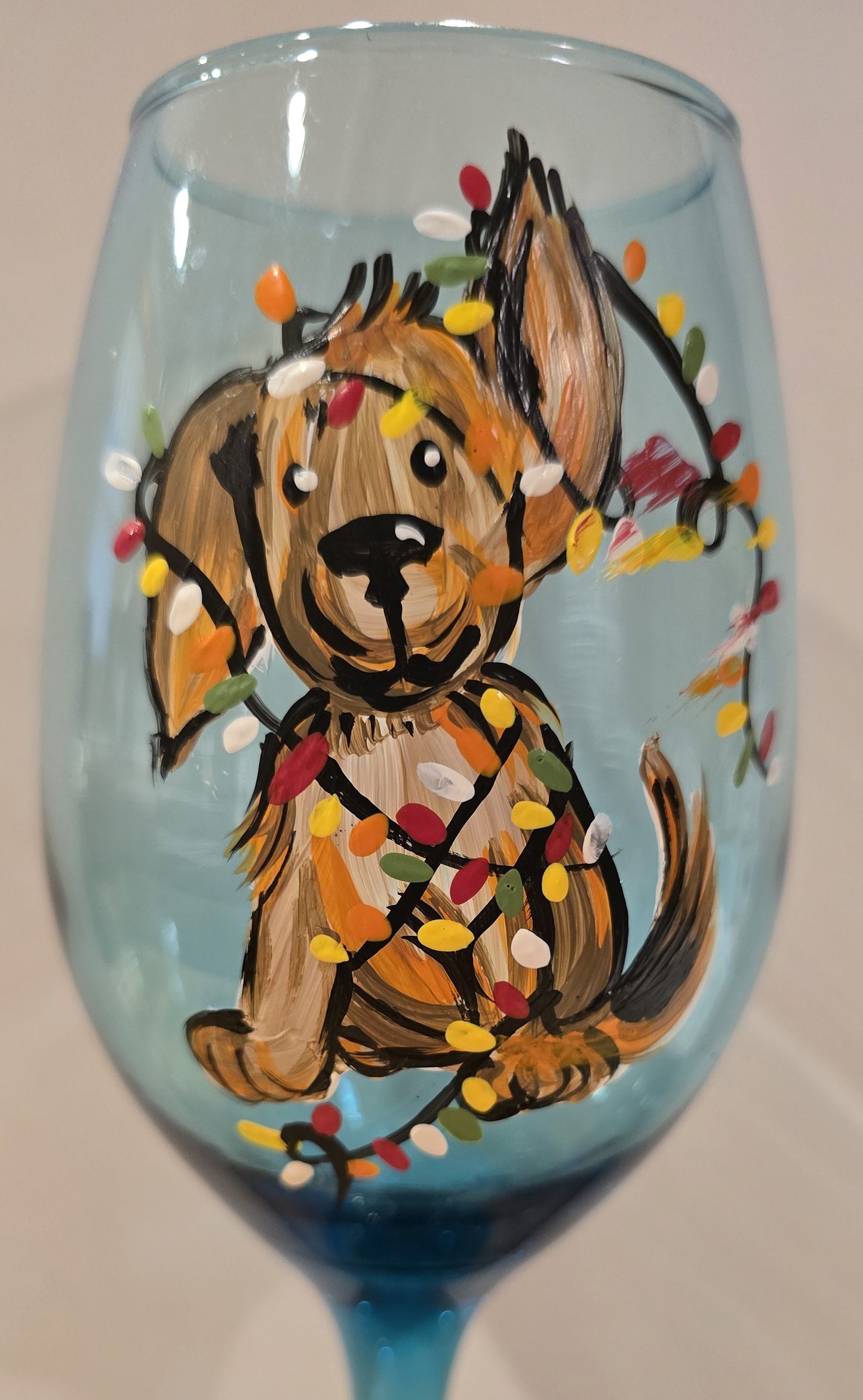Wine Glass Christmas Puppy
